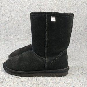 Bearpaw Snow Boots Emma Womens 7 Pull On Sheepskin Suede Faux Fur Lining Black